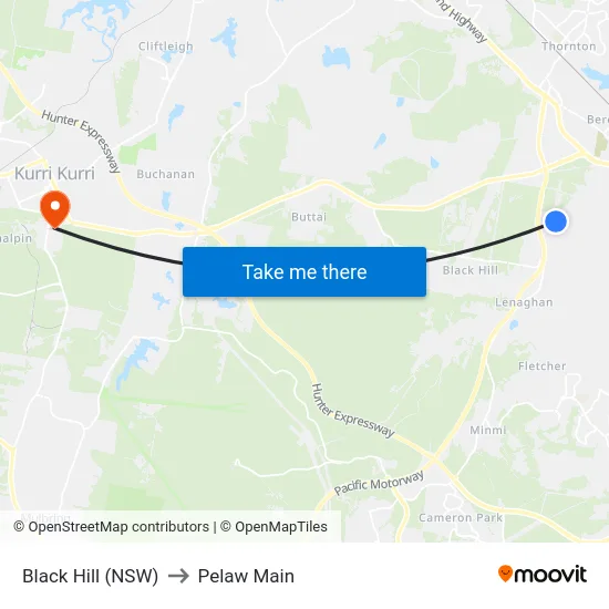 Black Hill (NSW) to Pelaw Main map