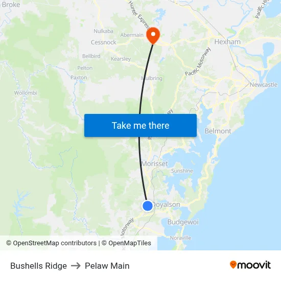 Bushells Ridge to Pelaw Main map