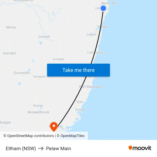 Eltham (NSW) to Pelaw Main map