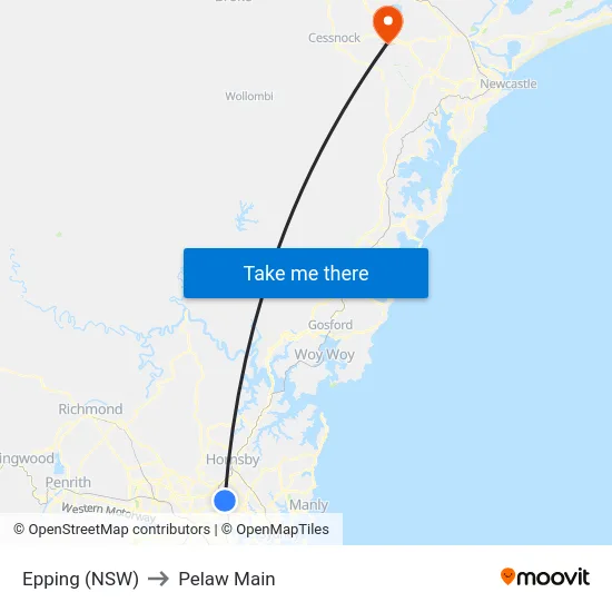 Epping (NSW) to Pelaw Main map
