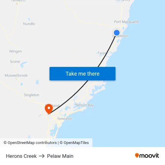 Herons Creek to Pelaw Main map