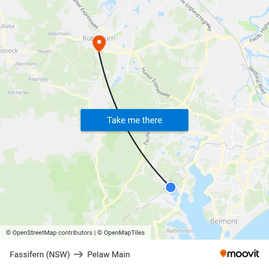 Fassifern (NSW) to Pelaw Main map