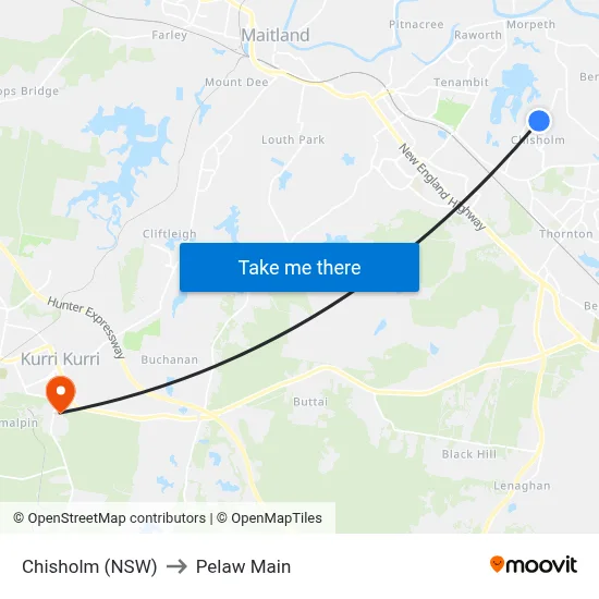 Chisholm (NSW) to Pelaw Main map
