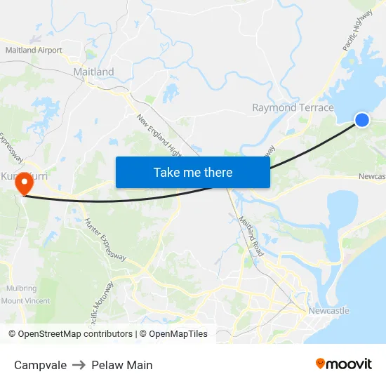 Campvale to Pelaw Main map