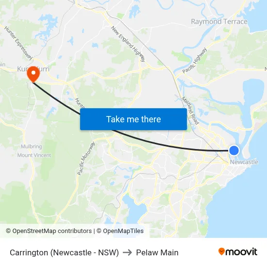 Carrington (Newcastle - NSW) to Pelaw Main map