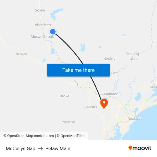 McCullys Gap to Pelaw Main map