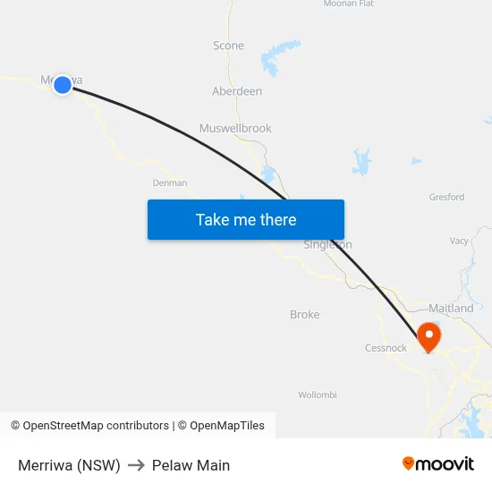 Merriwa (NSW) to Pelaw Main map