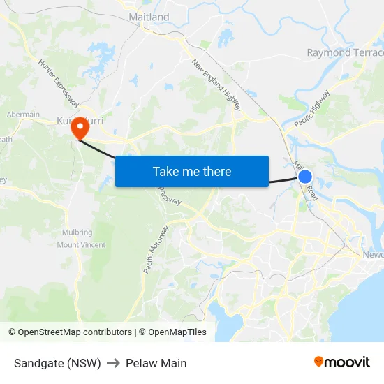 Sandgate (NSW) to Pelaw Main map