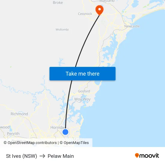 St Ives (NSW) to Pelaw Main map