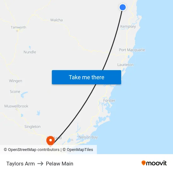 Taylors Arm to Pelaw Main map
