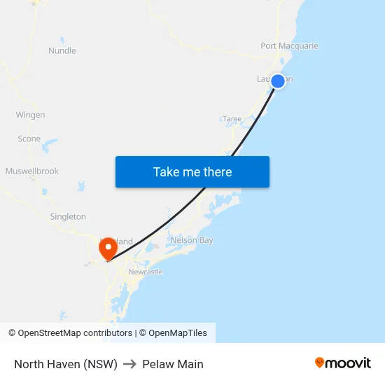 North Haven (NSW) to Pelaw Main map