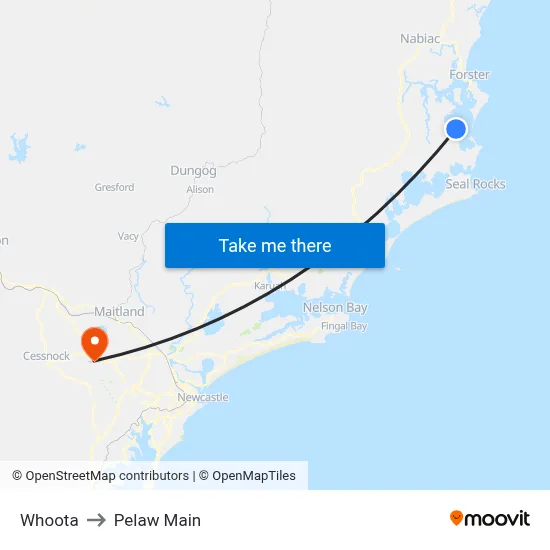 Whoota to Pelaw Main map