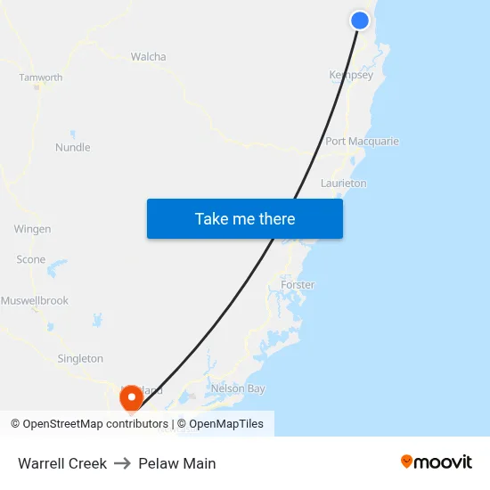 Warrell Creek to Pelaw Main map