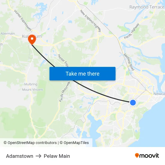 Adamstown to Pelaw Main map