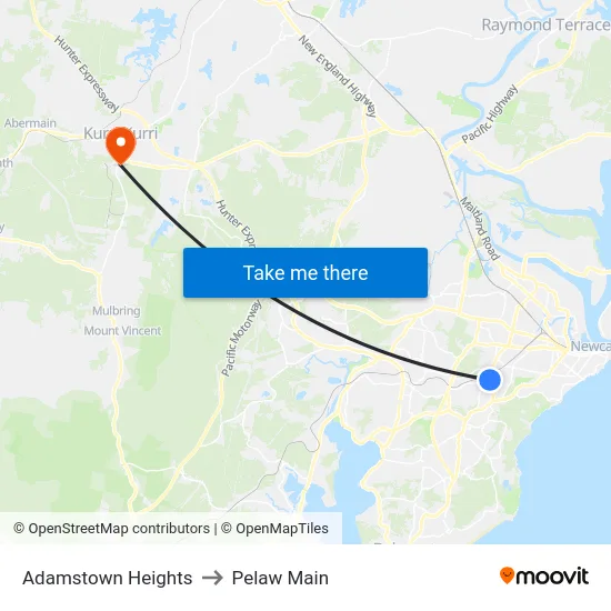 Adamstown Heights to Pelaw Main map