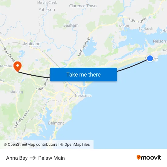 Anna Bay to Pelaw Main map
