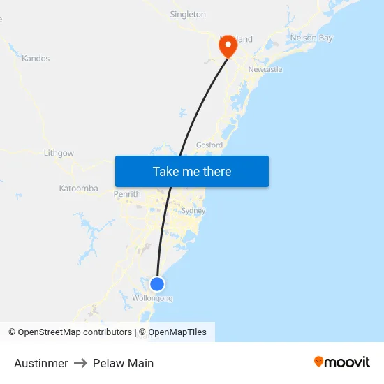 Austinmer to Pelaw Main map