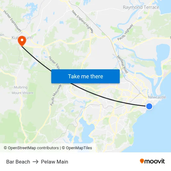 Bar Beach to Pelaw Main map