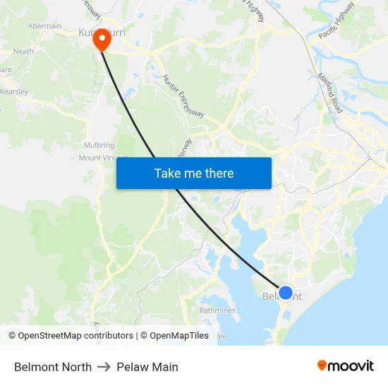 Belmont North to Pelaw Main map