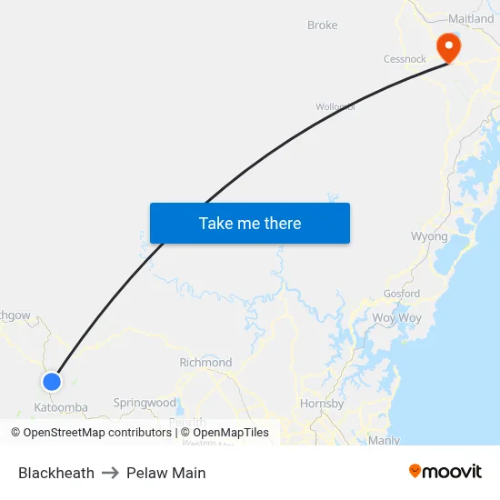 Blackheath to Pelaw Main map