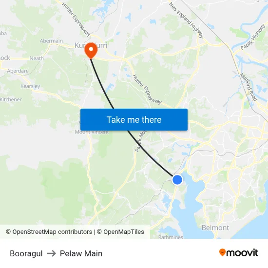 Booragul to Pelaw Main map