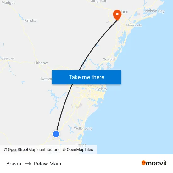 Bowral to Pelaw Main map