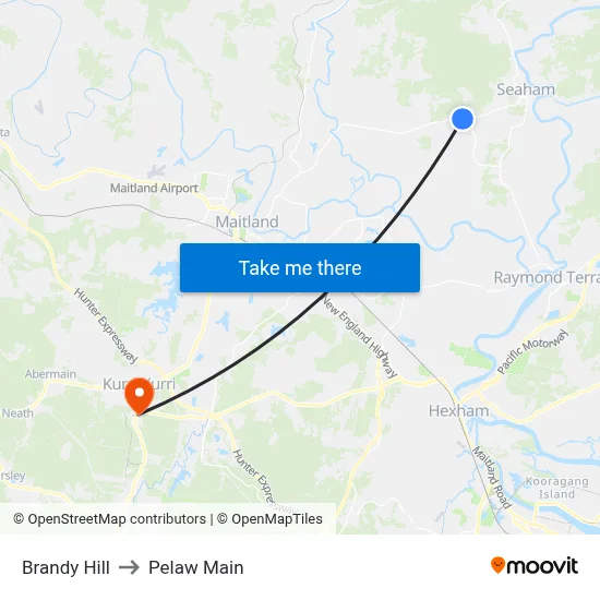 Brandy Hill to Pelaw Main map