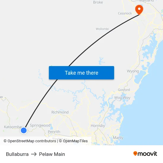 Bullaburra to Pelaw Main map