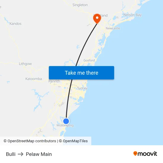 Bulli to Pelaw Main map