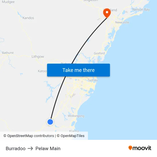 Burradoo to Pelaw Main map