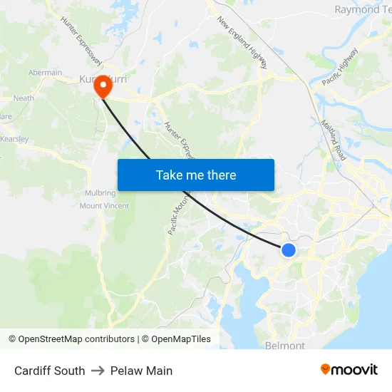 Cardiff South to Pelaw Main map