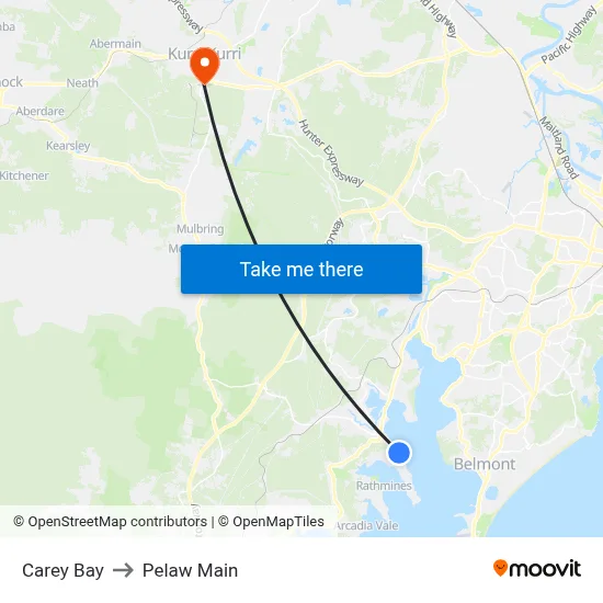 Carey Bay to Pelaw Main map