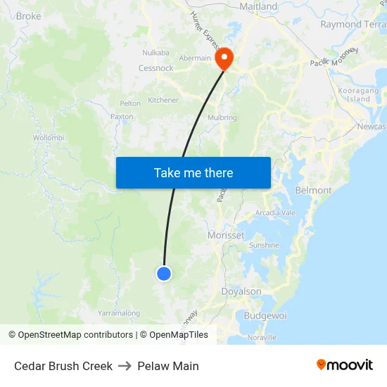 Cedar Brush Creek to Pelaw Main map
