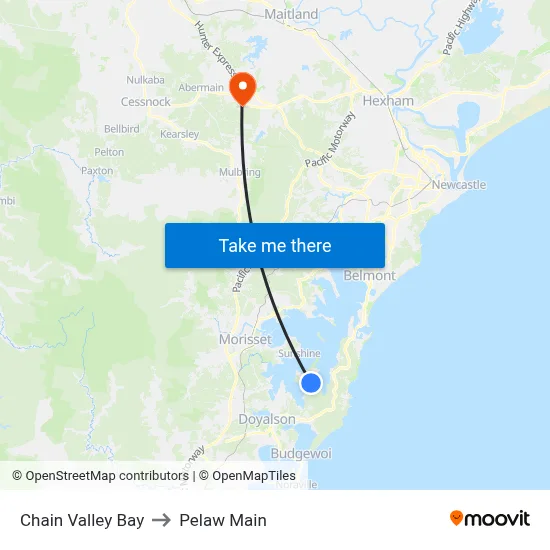Chain Valley Bay to Pelaw Main map