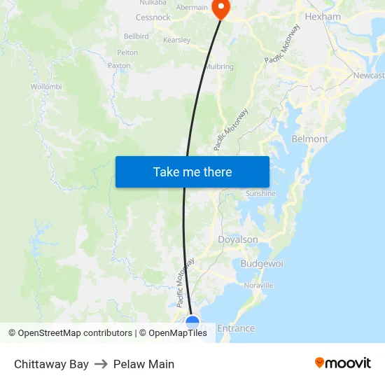 Chittaway Bay to Pelaw Main map