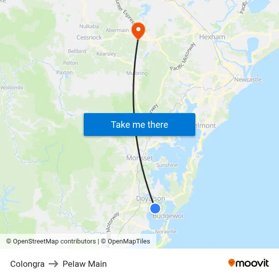 Colongra to Pelaw Main map