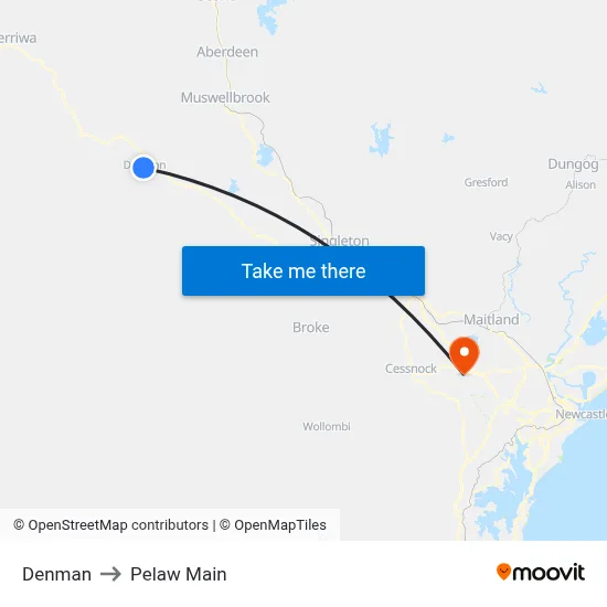 Denman to Pelaw Main map