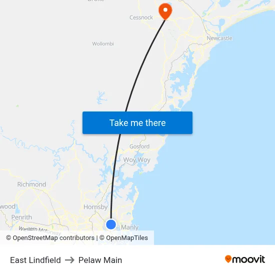 East Lindfield to Pelaw Main map