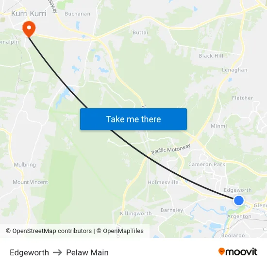 Edgeworth to Pelaw Main map