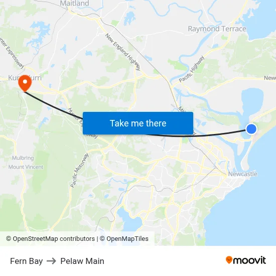 Fern Bay to Pelaw Main map