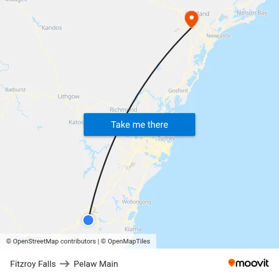 Fitzroy Falls to Pelaw Main map