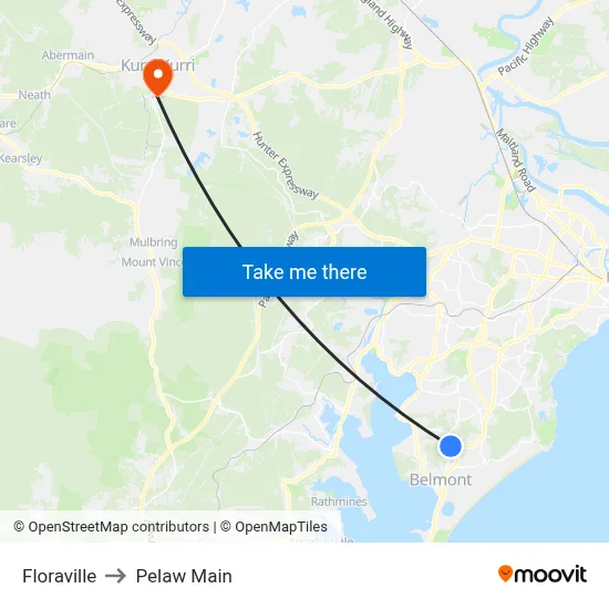 Floraville to Pelaw Main map