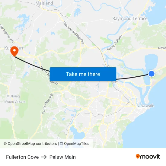Fullerton Cove to Pelaw Main map