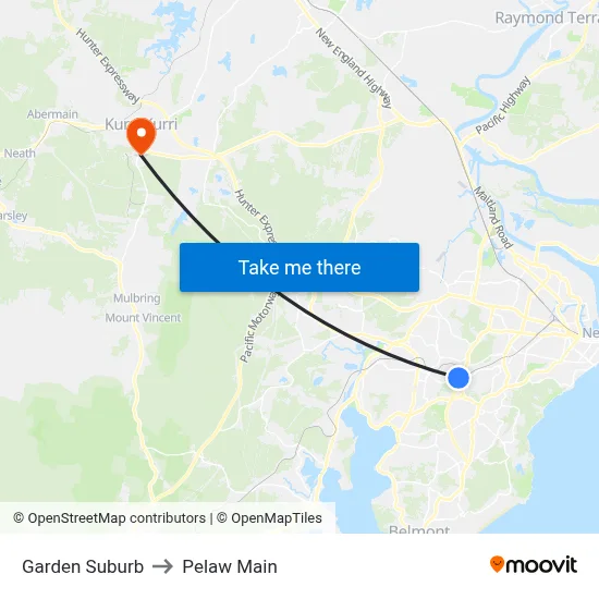 Garden Suburb to Pelaw Main map