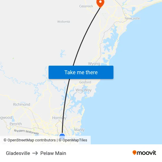Gladesville to Pelaw Main map