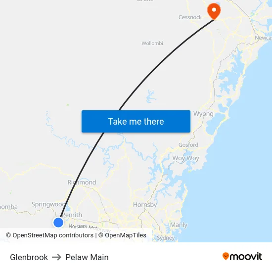 Glenbrook to Pelaw Main map