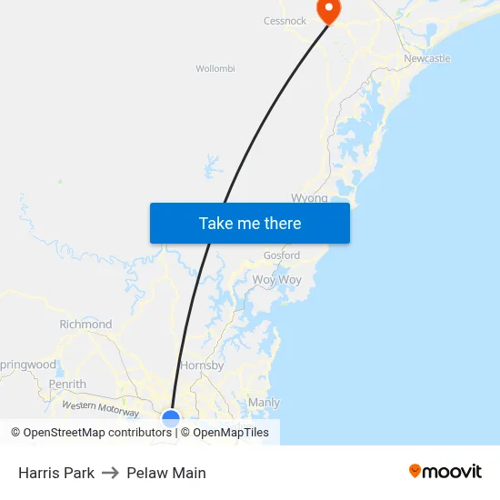 Harris Park to Pelaw Main map