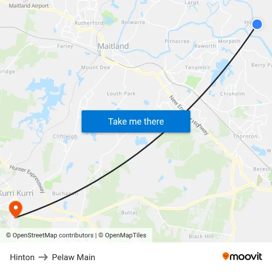Hinton to Pelaw Main map
