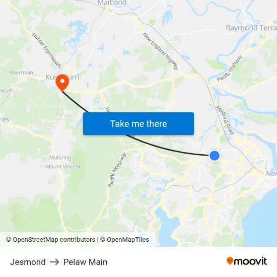 Jesmond to Pelaw Main map