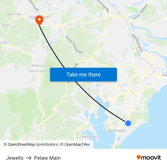 Jewells to Pelaw Main map